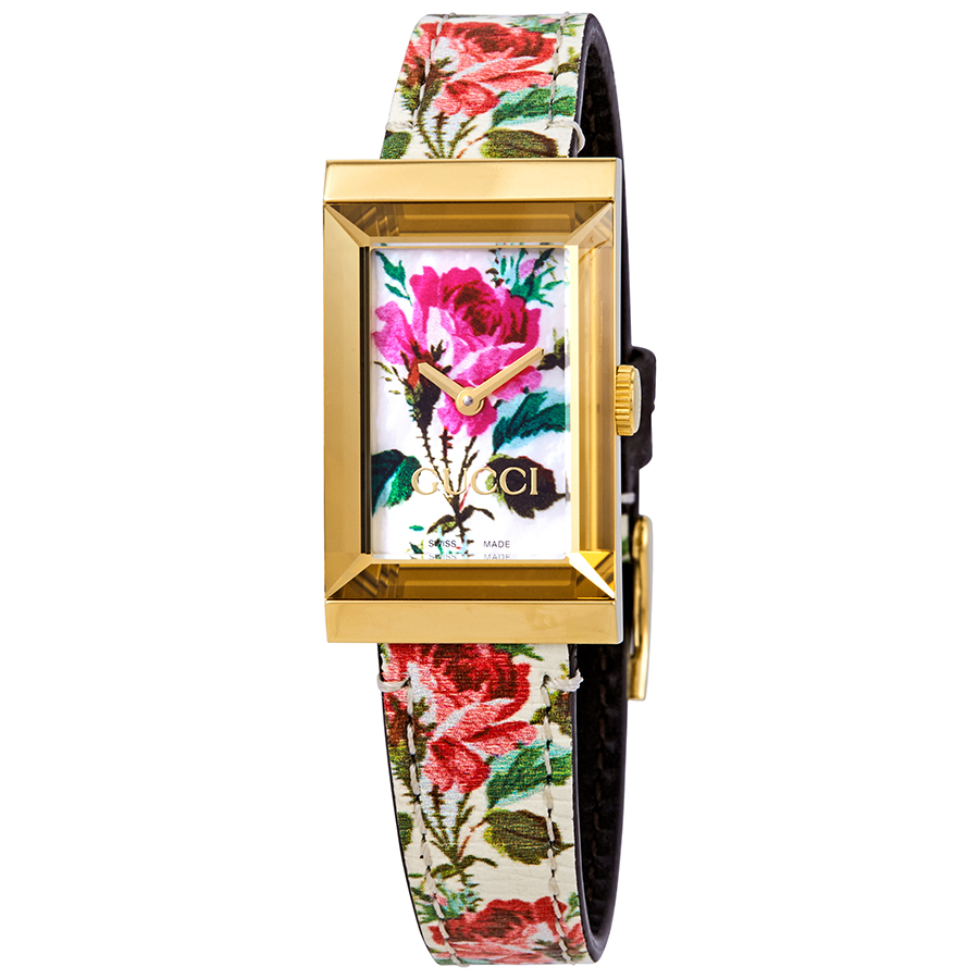 Gucci G-Frame Ivory with Floral Motif 