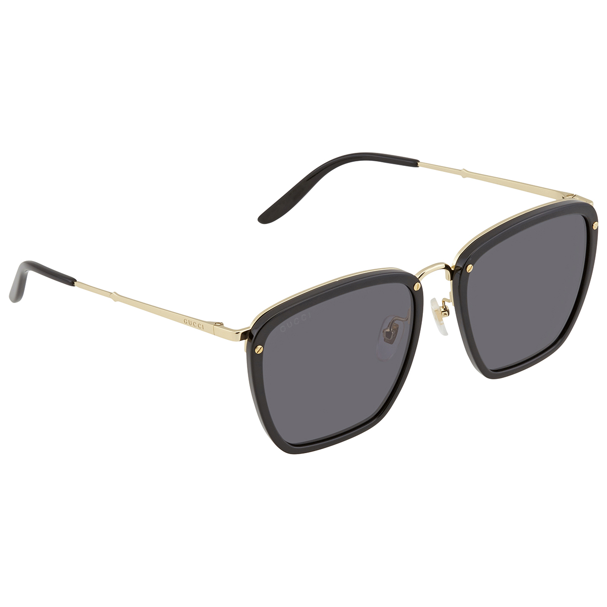 Gucci GG0673S-001 56 Sunglasses Black-Gold-Grey | Zonnebril | fashionette