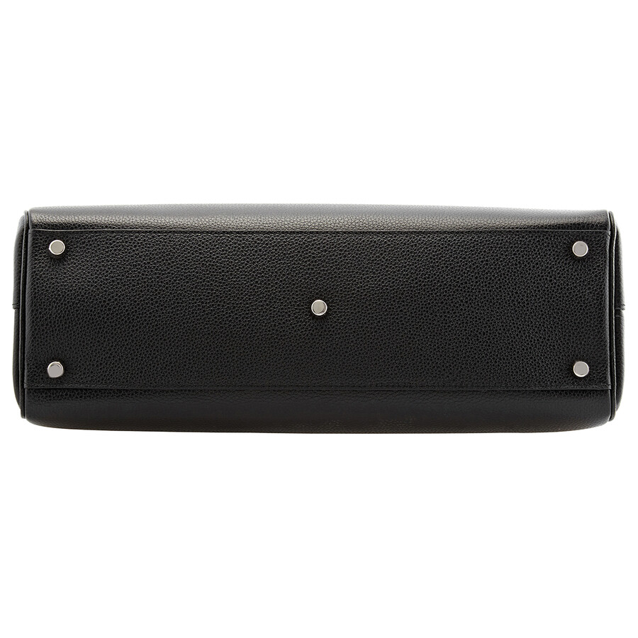 ladies zumi grainy leather medium top handle bag in black