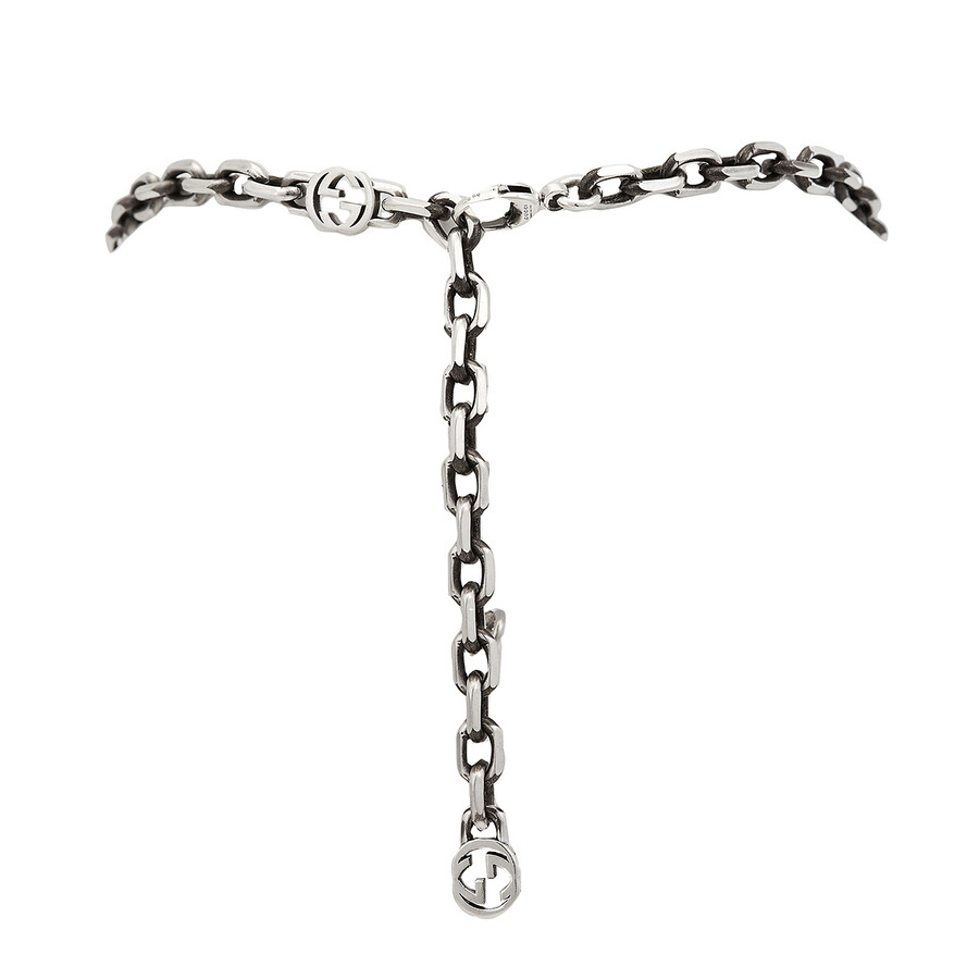 Gucci Men's Sterling Silver Cable Chain GG Necklace YBB61694100100U