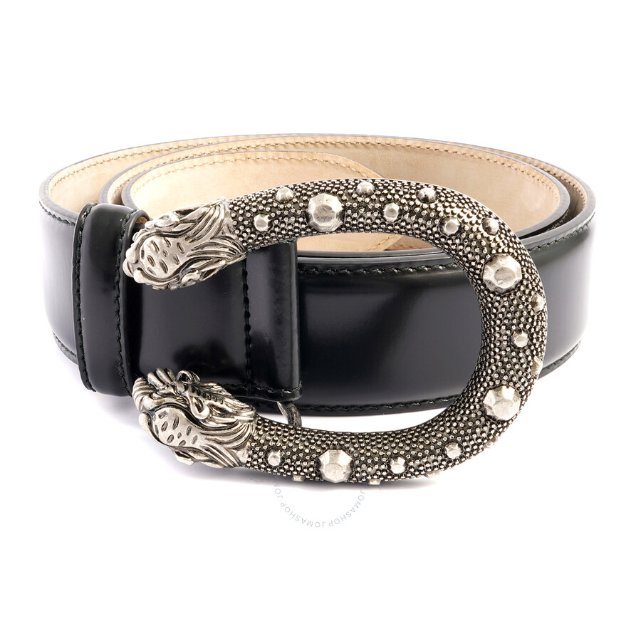 Gucci Men's Tiger Head Buckle Leather Belt 451155 DT90N 1000 Apparel