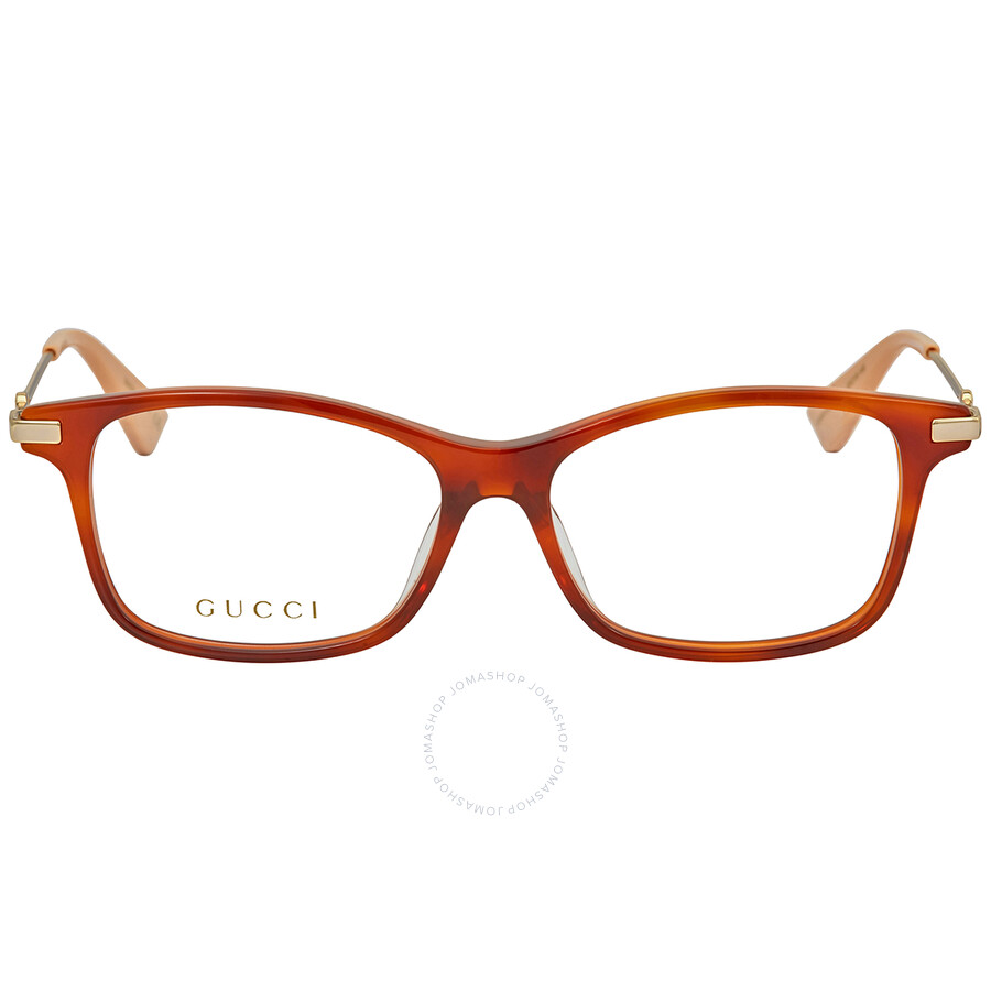 Gucci Men's Tortoise Rectangular Eyeglass Frames GG0513OA006 53