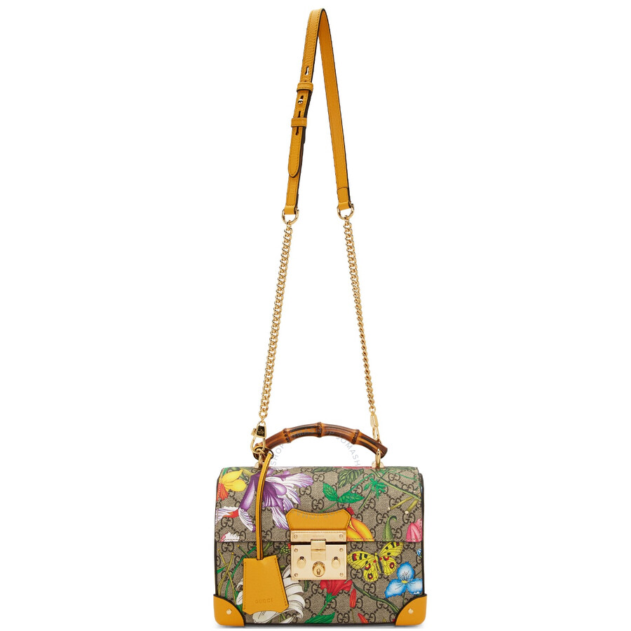 Gucci Padlock Detail Flora Pattern Shoulder Bag 603221 HV8GC 9782