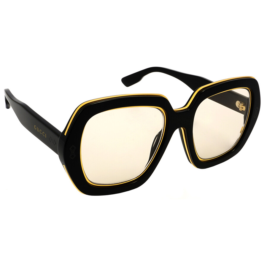 Gucci Solid Light Yellow Square Unisex Sunglasses GG1064S 001 54