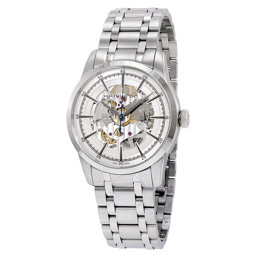 Railroad Automatic Silver Skeleton Dial Men's Watch