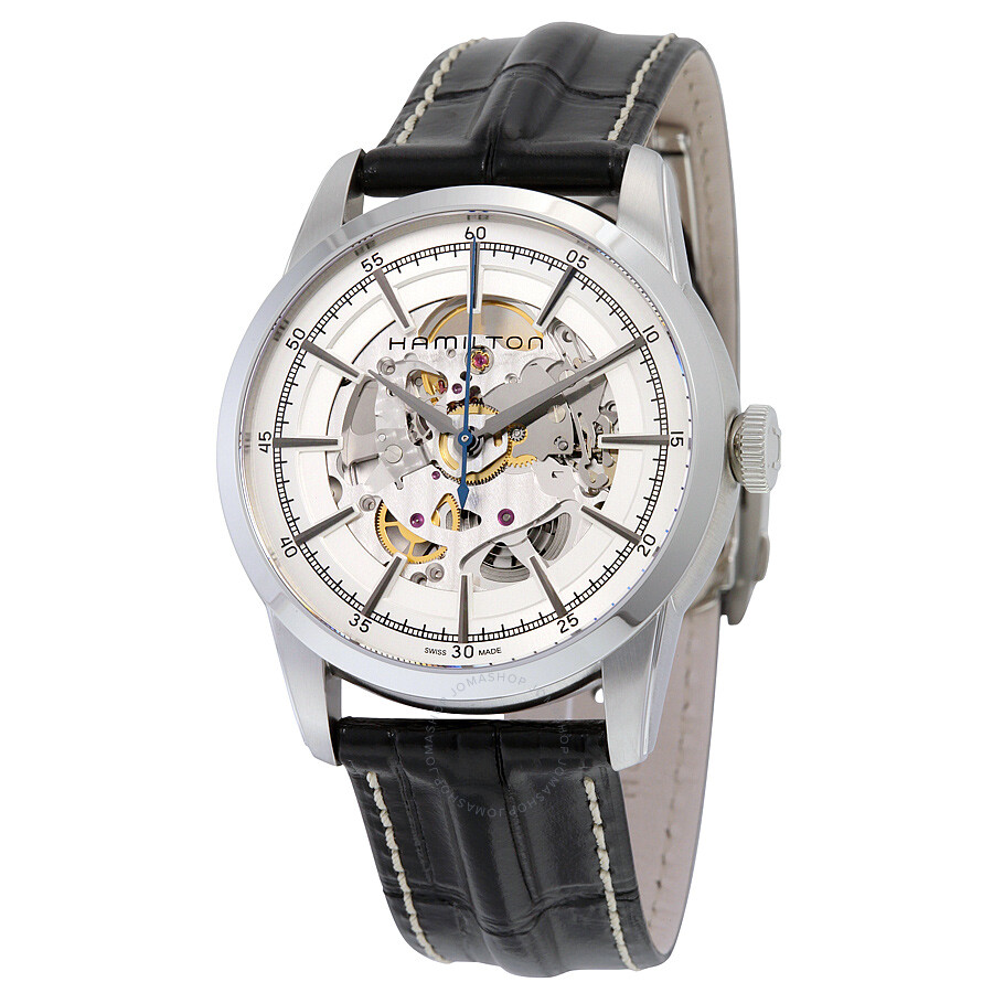 Railroad Silver Skeleton Dial Men's Watch
