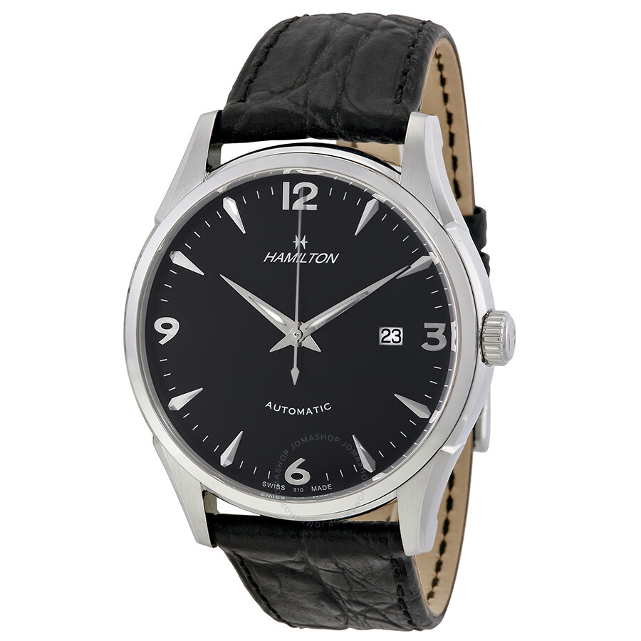 Thinomatic Black Dial Black Leather Strap Men's Watch