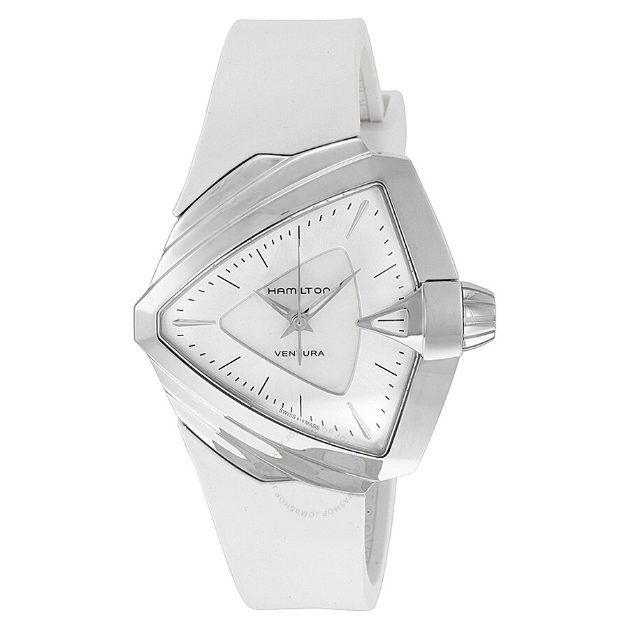 Ventura Silver Dial White Rubber Ladies Watch