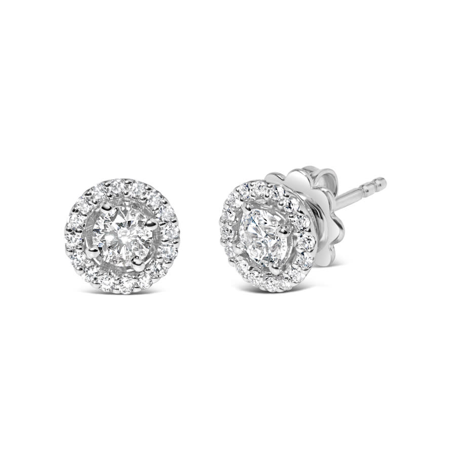 Real Certified Diamond Stud Earrings – 3/4 CTTW, Solid 14k Yellow Gold, Round G Color I2 Clarity, Natural Diamonds, Made In USA