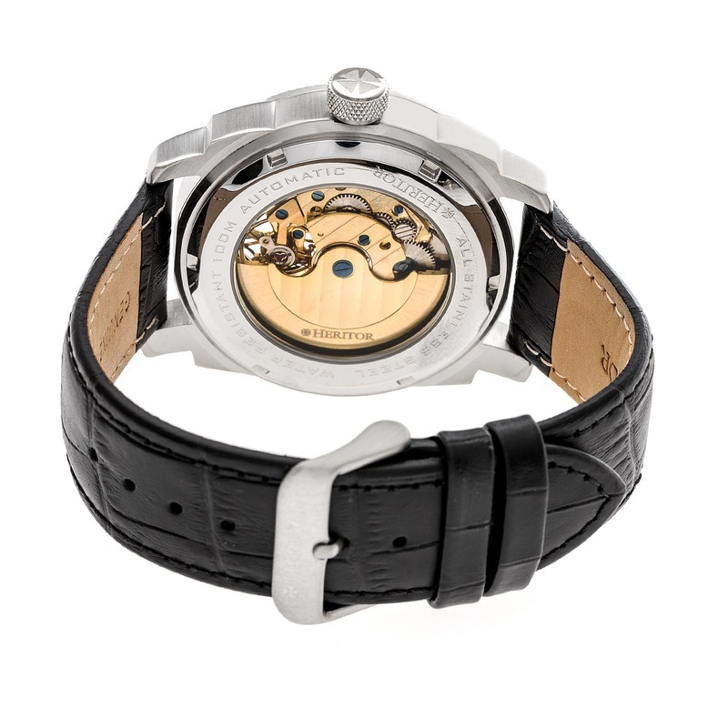 Heritor Helmsley White Dial Leather Automatic Men's Watch HR5005 ...