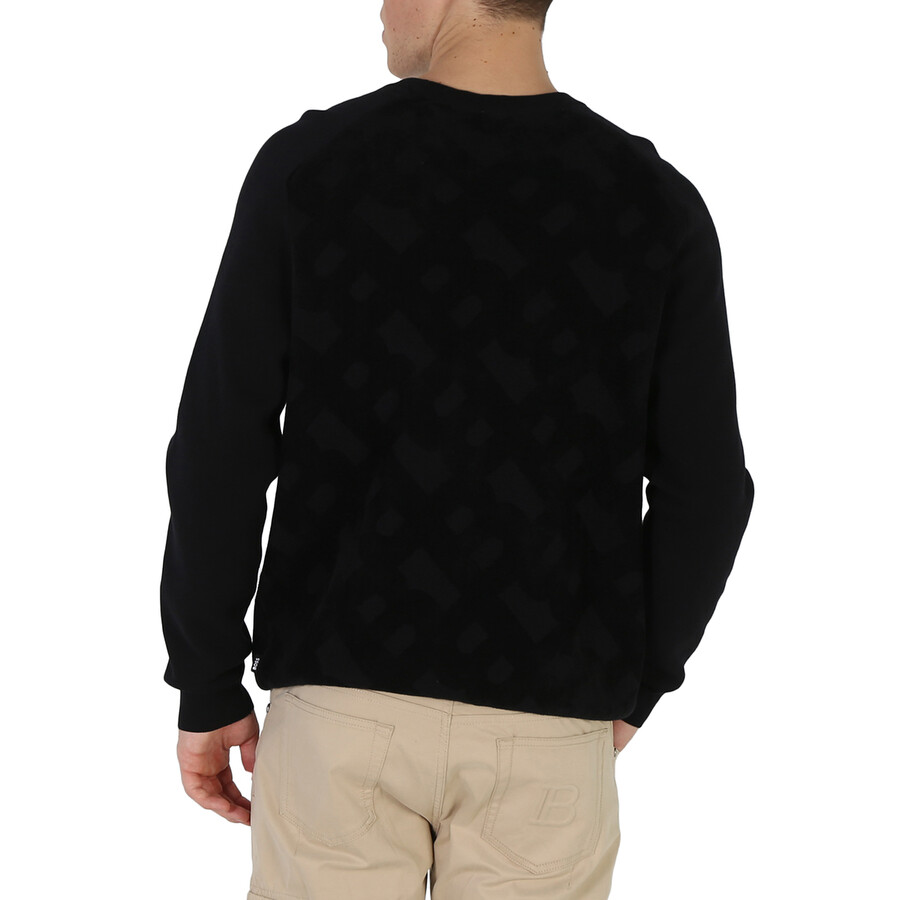 Hugo Boss Men's Black Monogram Jacquard Pattern Sweater, Size X-Large ...