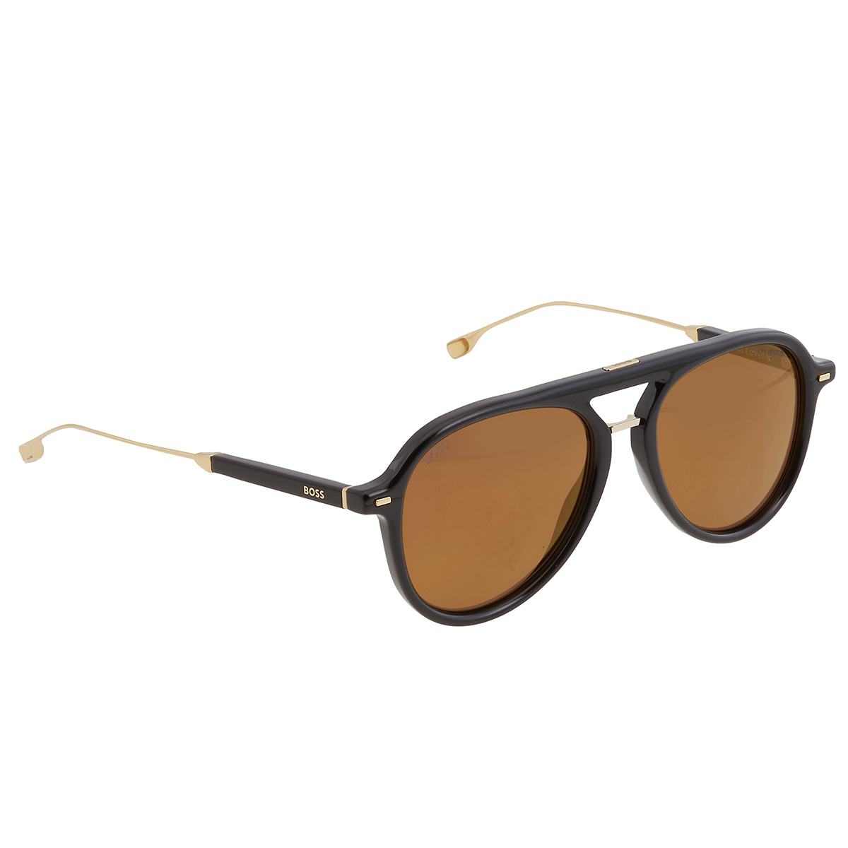 Boss By Hugo Boss Unisex Square Polarized Sunglasses – Matte Black/Grey Frame, Green Polarized Lenses