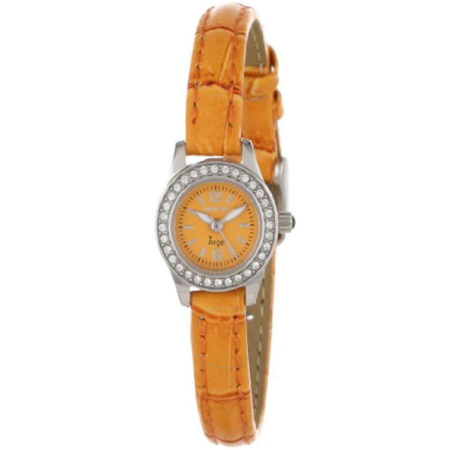 Angel Orange Dial Orange Synethetic Leather Ladies Watch