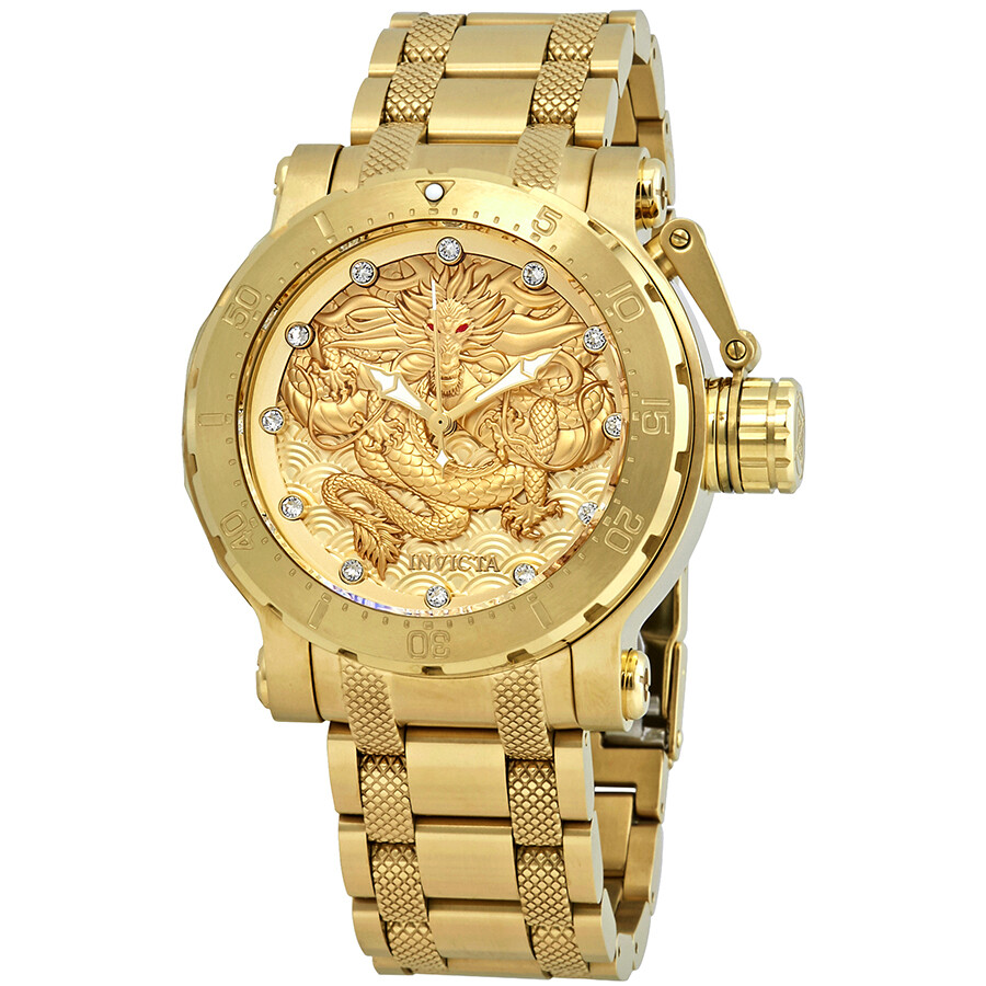 Invicta Coalition Forces Dragon Automatic Crystal Gold Dial Men's Watch
