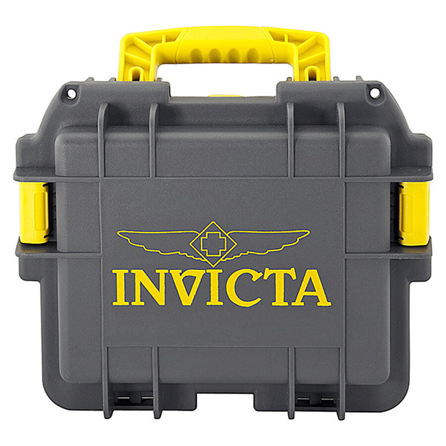 Invicta Collectors Three Slot Watch Box in Grey and Yellow DC3GREYYEL