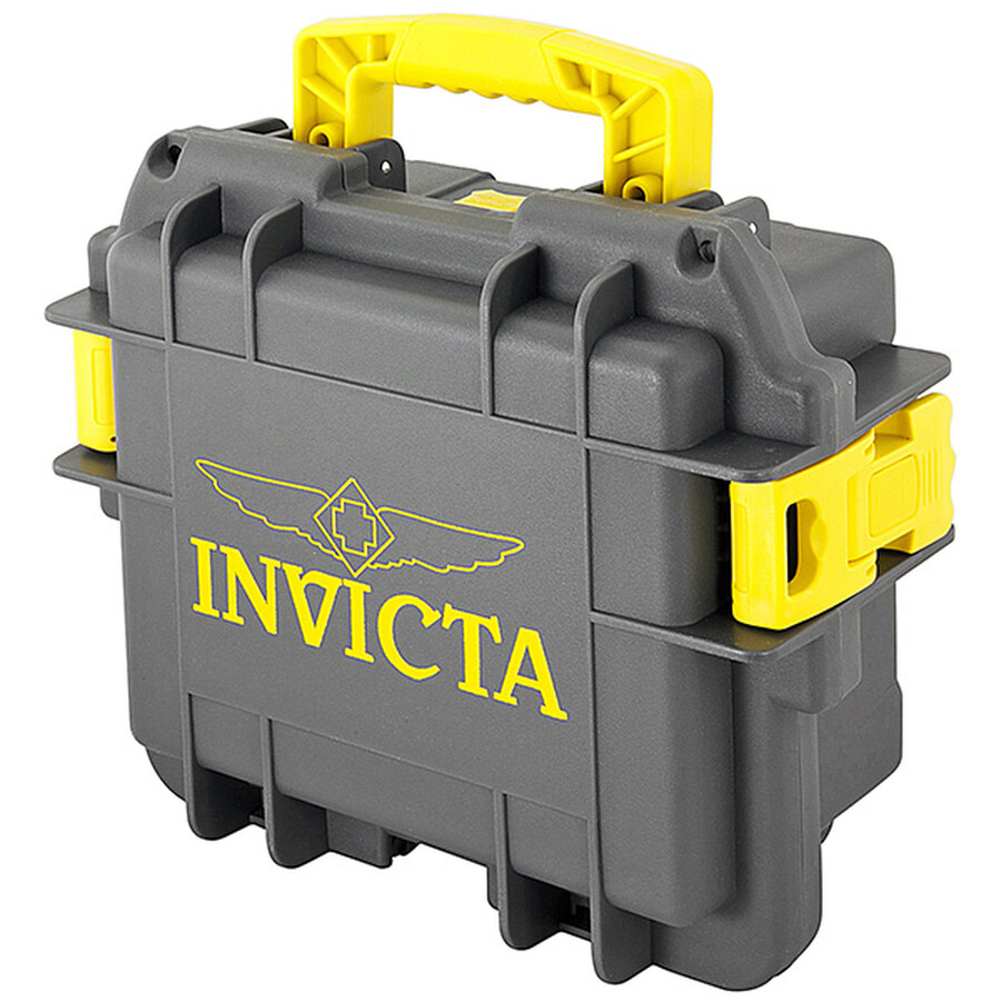 Invicta Collectors Three Slot Watch Box in Grey and Yellow DC3GREYYEL