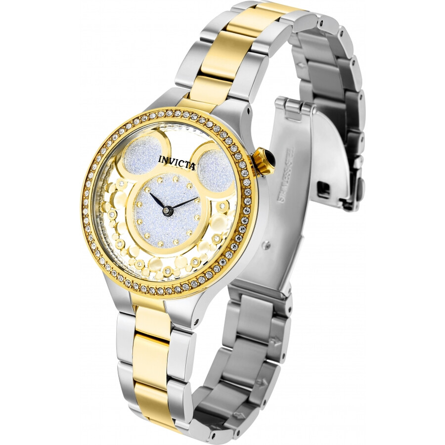 Invicta Disney Quartz Crystal Gold Dial Ladies Watch 36259 ...