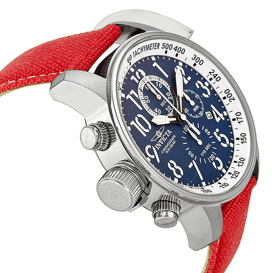Invicta Force Lefty Crown Chronograph Blue Dial Red Fabric Men S Watch 12080 12080 Invicta Force Jomashop