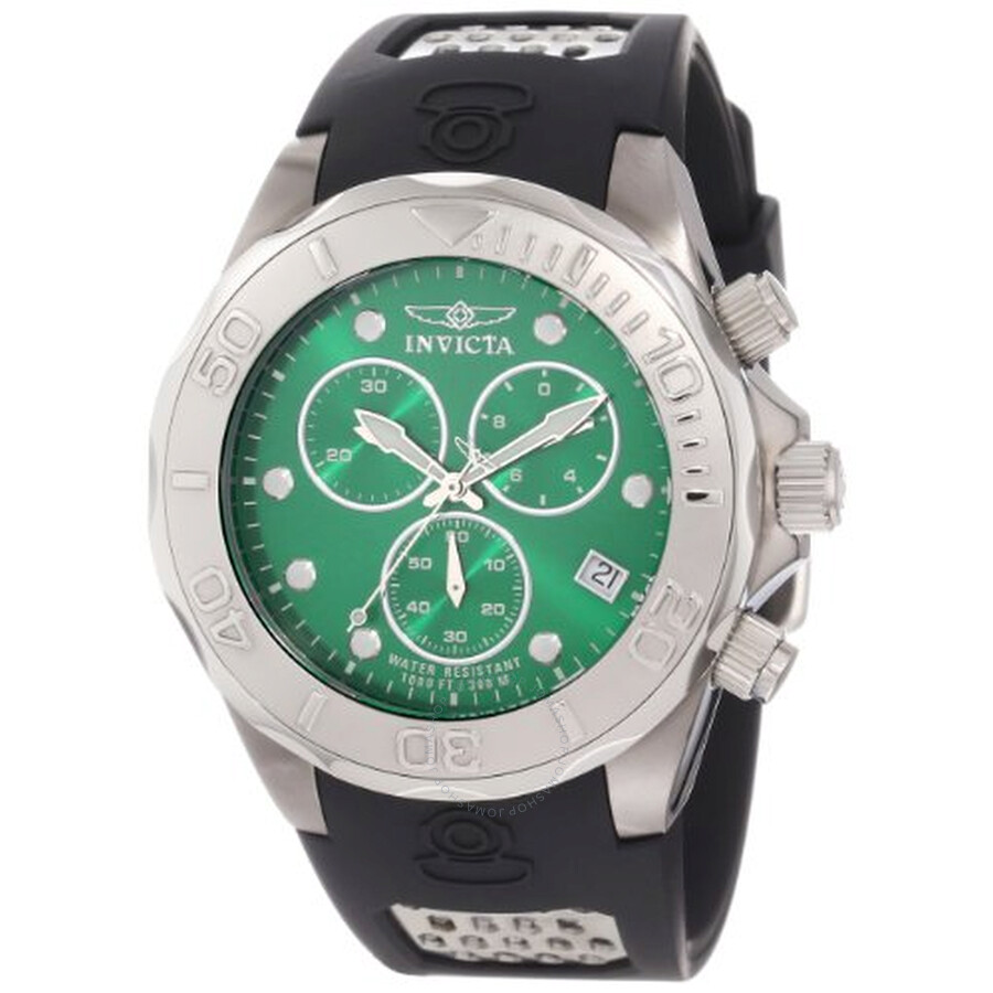 Grand Diver Chronograph Green Dial Black Rubber Men's Watch