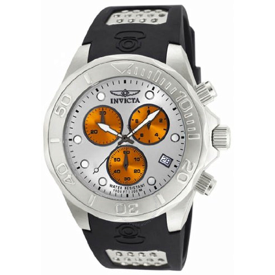 Grand Diver Chronograph Silver Dial Black Rubber Men's Watch