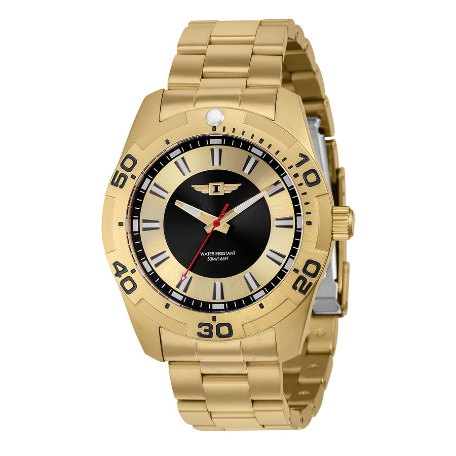 I By Quartz Gold,black Dial Men's Watch