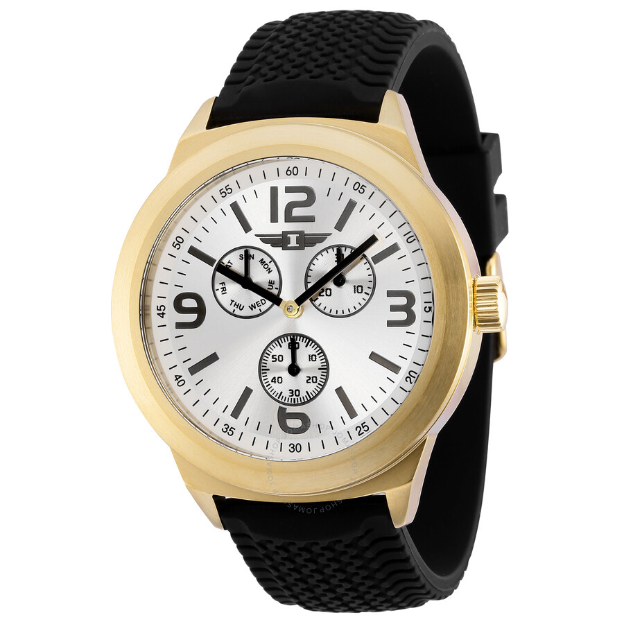 I By Quartz Silver Dial Black Silicone Men's Watch