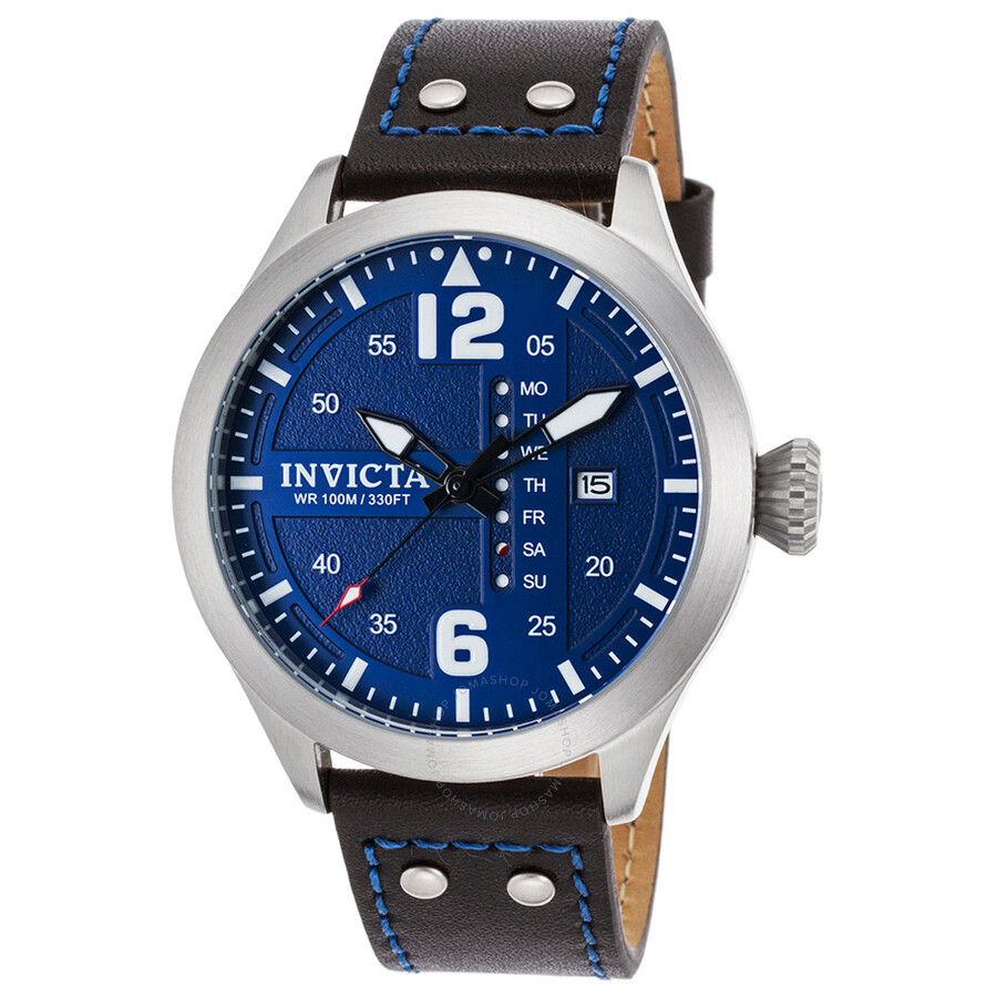 I-Force Blue Dial Black Leather Men's Watch