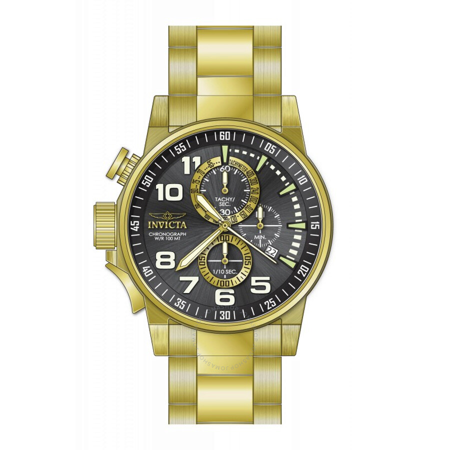 I Force Chronograph Gunmetal Dial Gold-plated Men's Watch