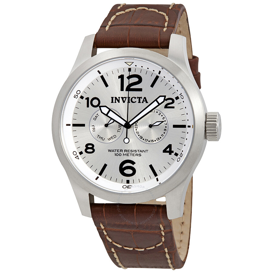 I Force Multi-Function Silver Dial Brown Leather Men's Watch