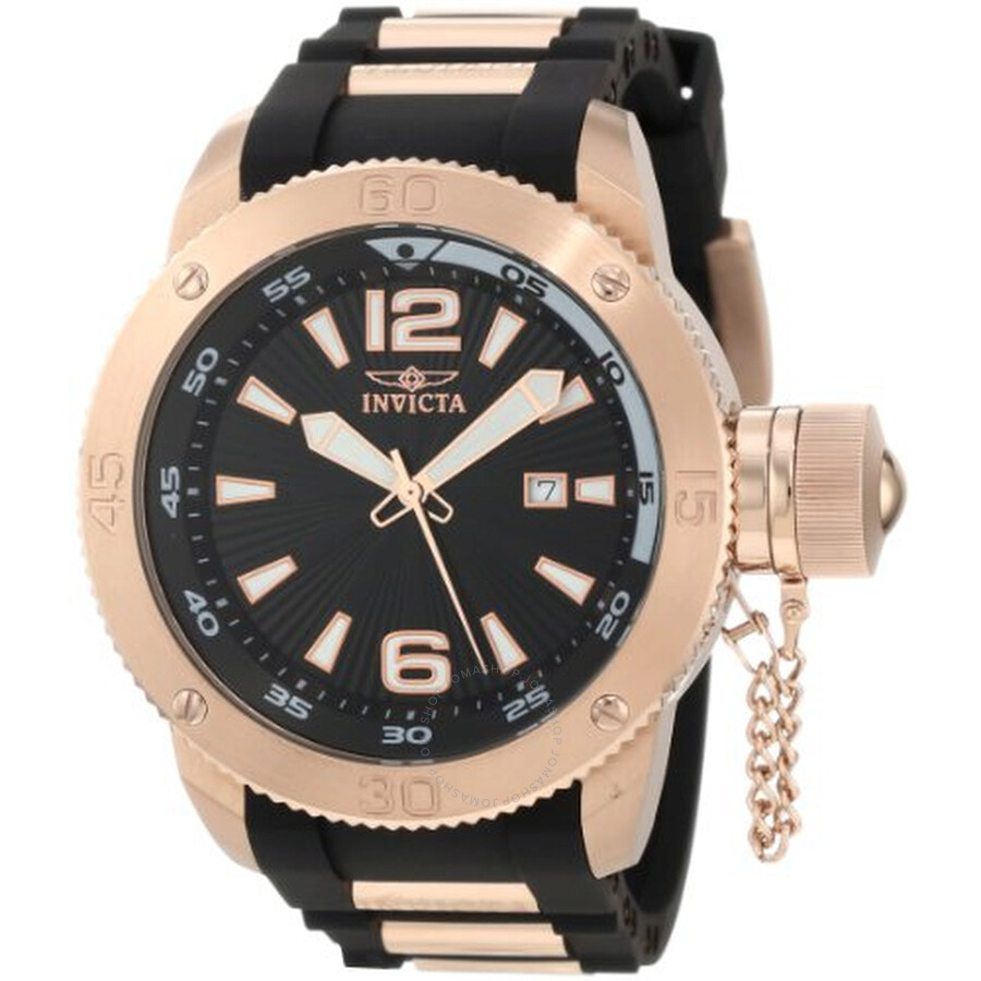 I-Force Black Dial Black Polyurethane with Rose Gold-plated Men's Watch