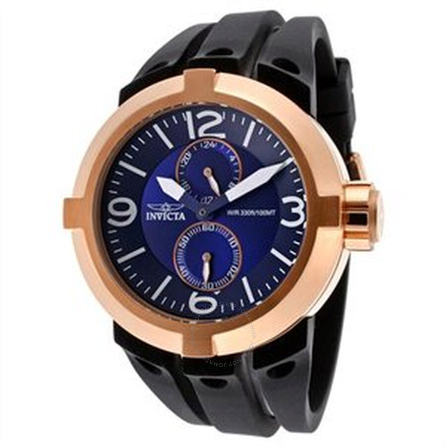 I-Force Blue Dial Gold-plated Black Rubber Men's Watch