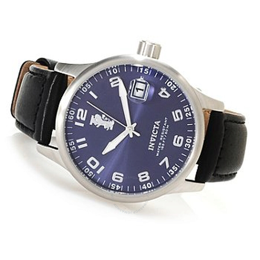 I-Force Blue Dial Stainless Steel Black Leather Band Men's Watch
