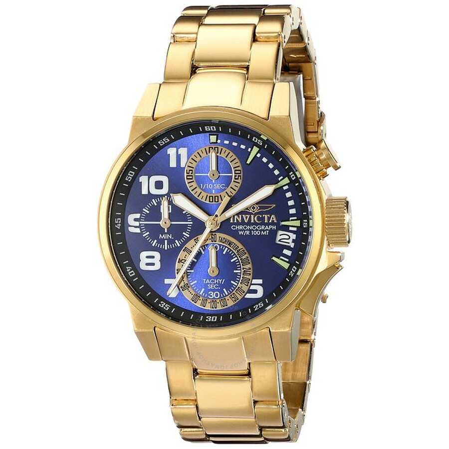 I-Force Chronograph Blue Dial Gold-plated Men's Watch