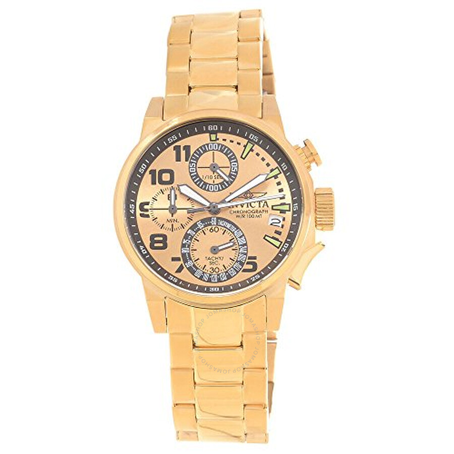 I-Force Chronograph Gold Dial Gold-plated Ladies Watch
