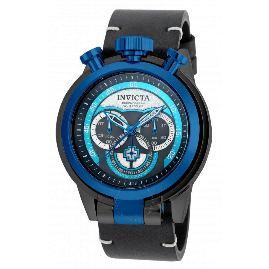 I-Force Chronograph Grey and Blue Dial Black Leather Men's Watch