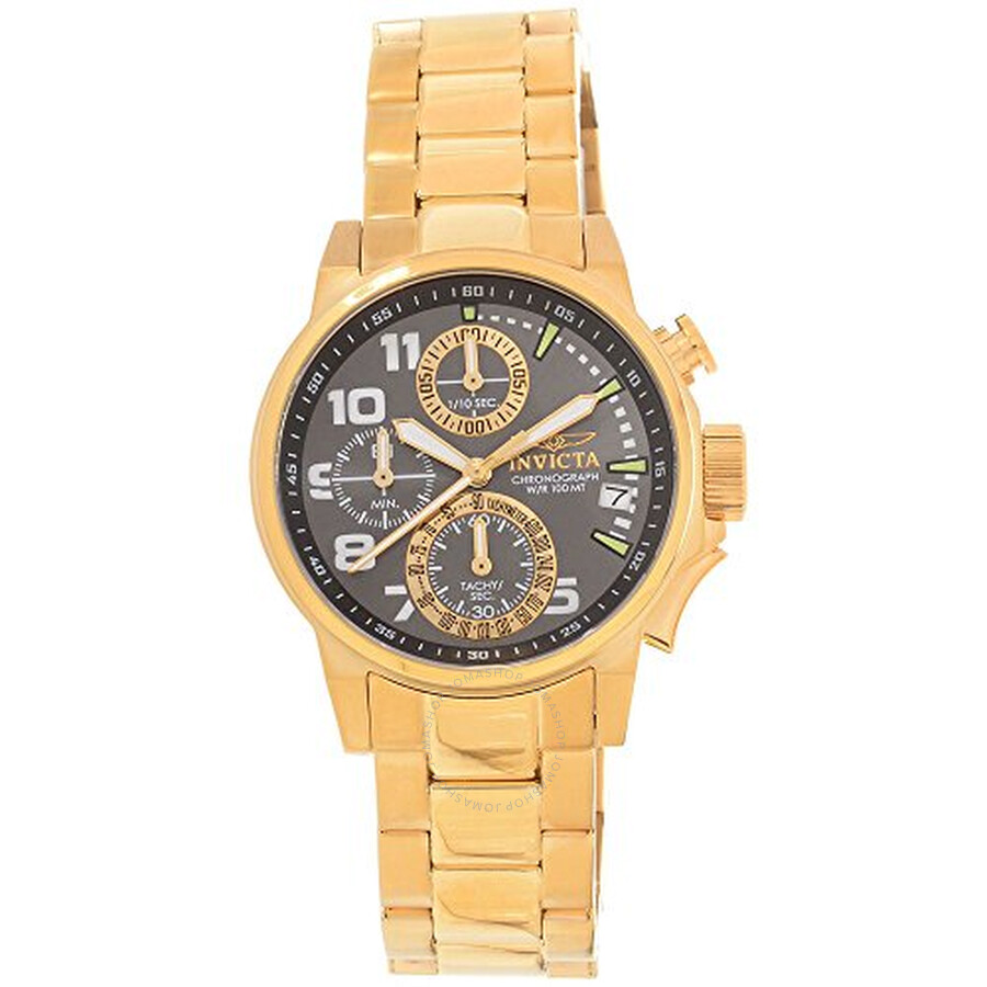 I-Force Chronograph Gunmetal Dial Gold-plated Ladies Watch