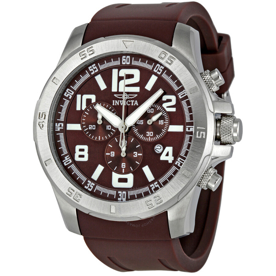 II Diver Chronograph Black Dial Brown Silicone Strap Men's Watch