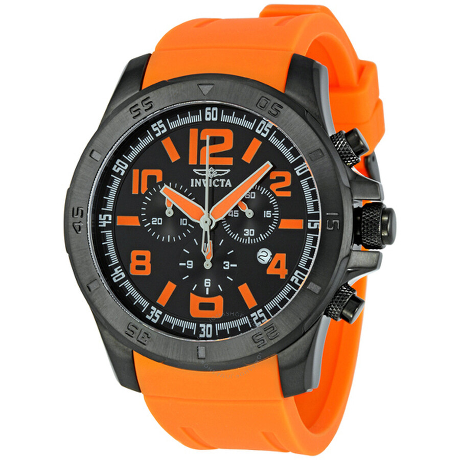 II Diver Chronograph Black Dial Orange Silicone Strap Men's Watch
