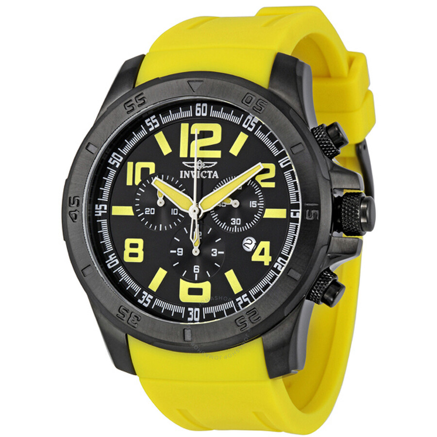 II Diver Chronograph Black Dial Yellow Silicone Strap Men's Watch
