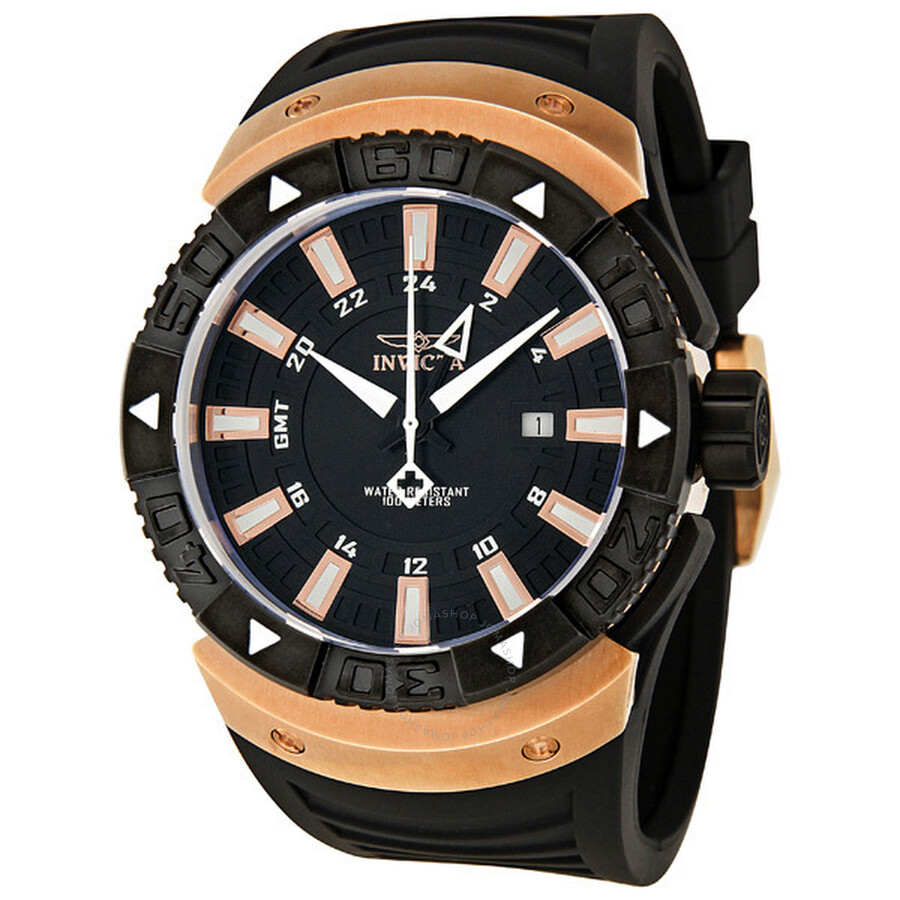 II GMT Black Dial Polyurethane Men's Watch