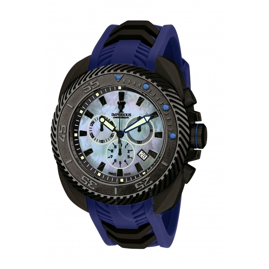 Imperious Chrono Mother of Pearl Dial Blue Rubber Men's Watch