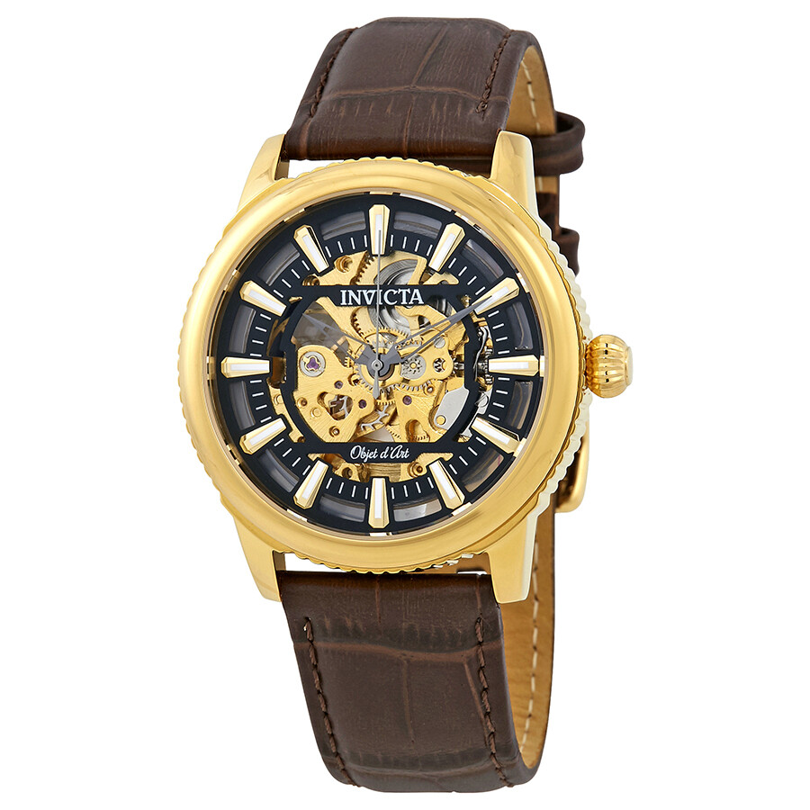 invicta black skeleton watch