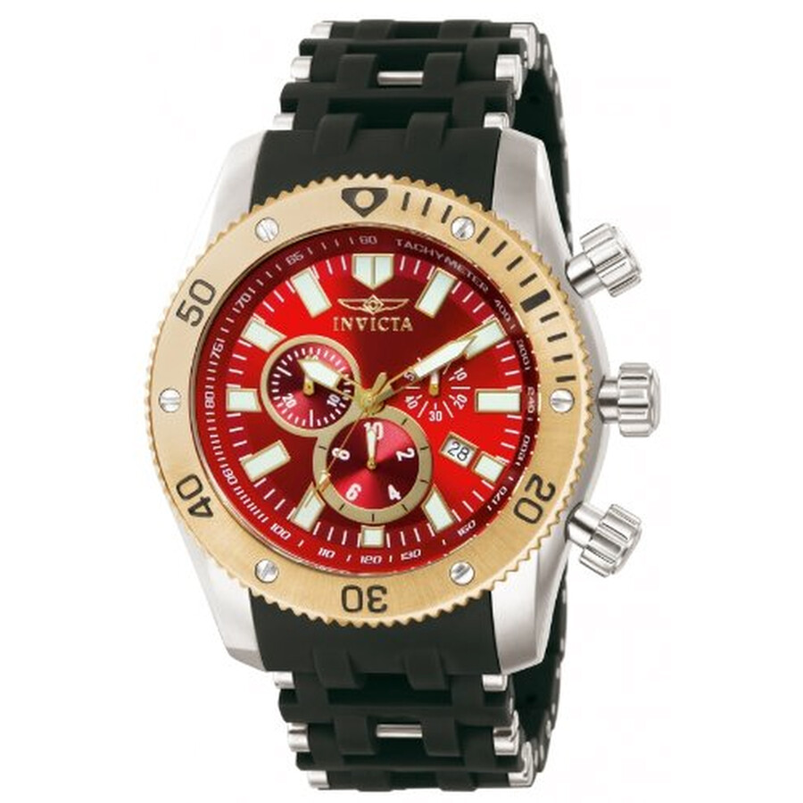 Invicta Sea Spider Chronograph Red Dial Stainless Steel Black