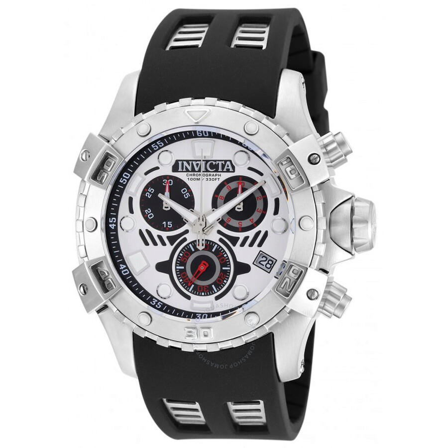 Specialty Chronograph Silver Dial Black Polyurethane Men's Watch