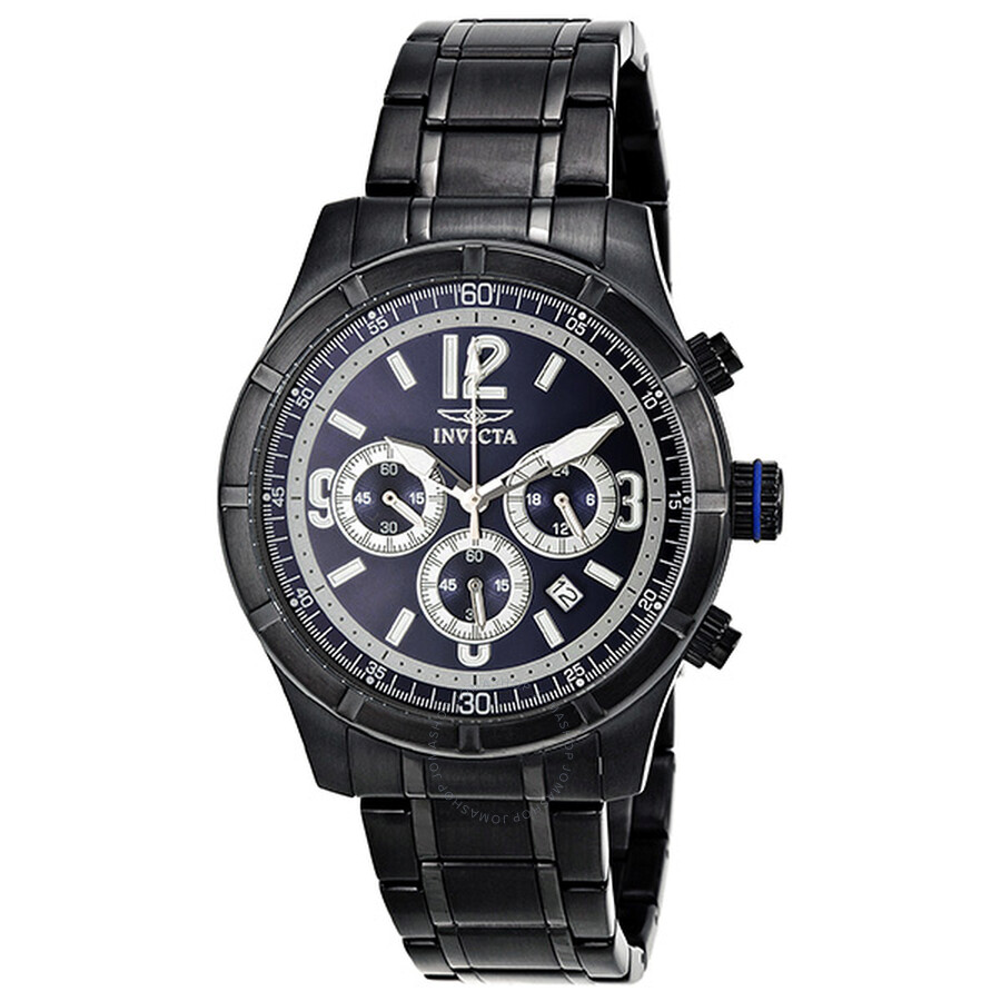 Specialty Classic Chronograph Blue Dial Black PVD Men's Watch