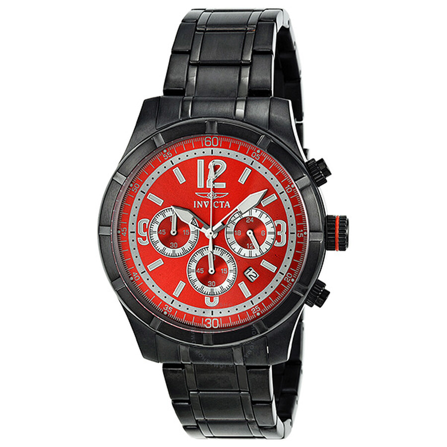 Specialty Classic Chronograph Red Dial Black PVD Men's Watch