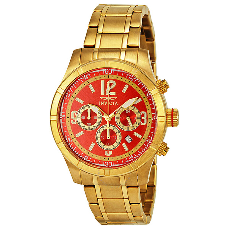 Specialty Classic Chronograph Red Dial Gold-tone Men's Watch