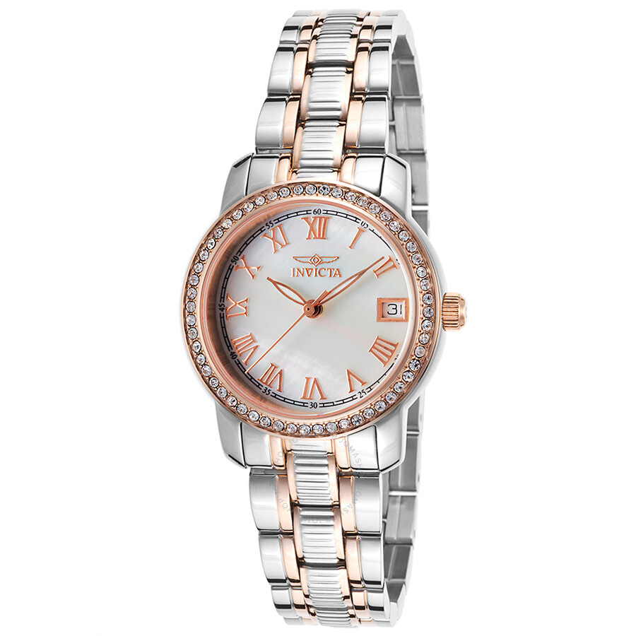Specialty Crystal White Mother of Pearl Dial Ladies Watch