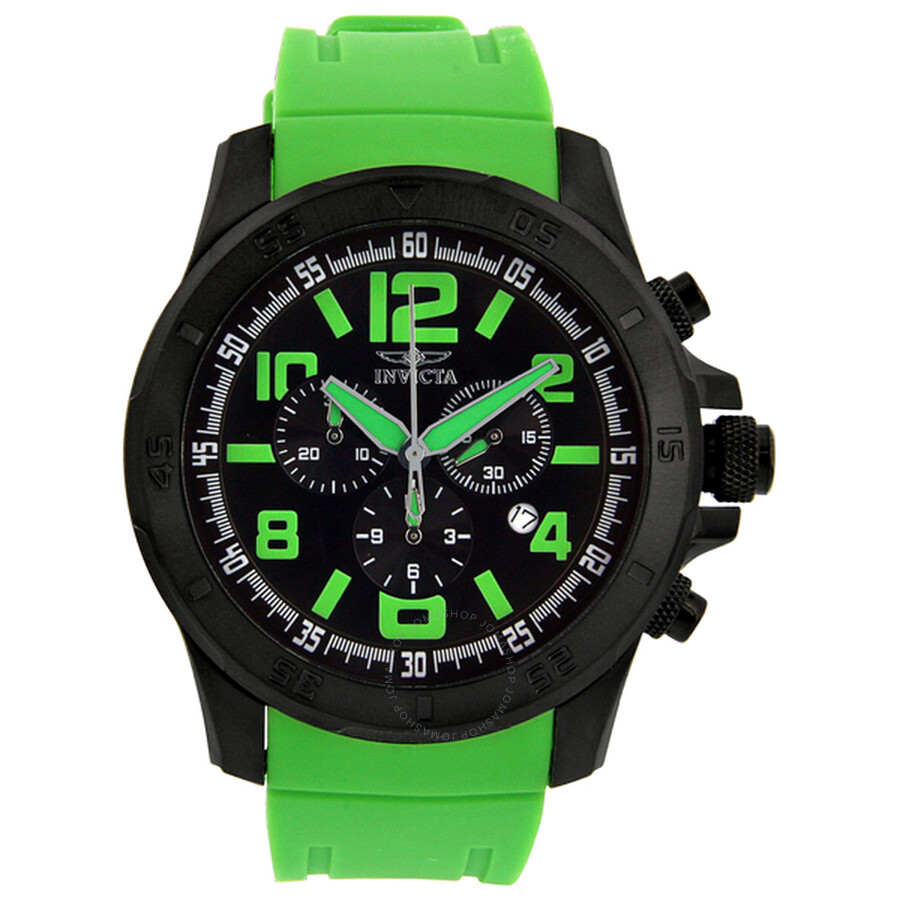 Specialty Diver Chronograph Black Dial Green Silicone Men's Watch