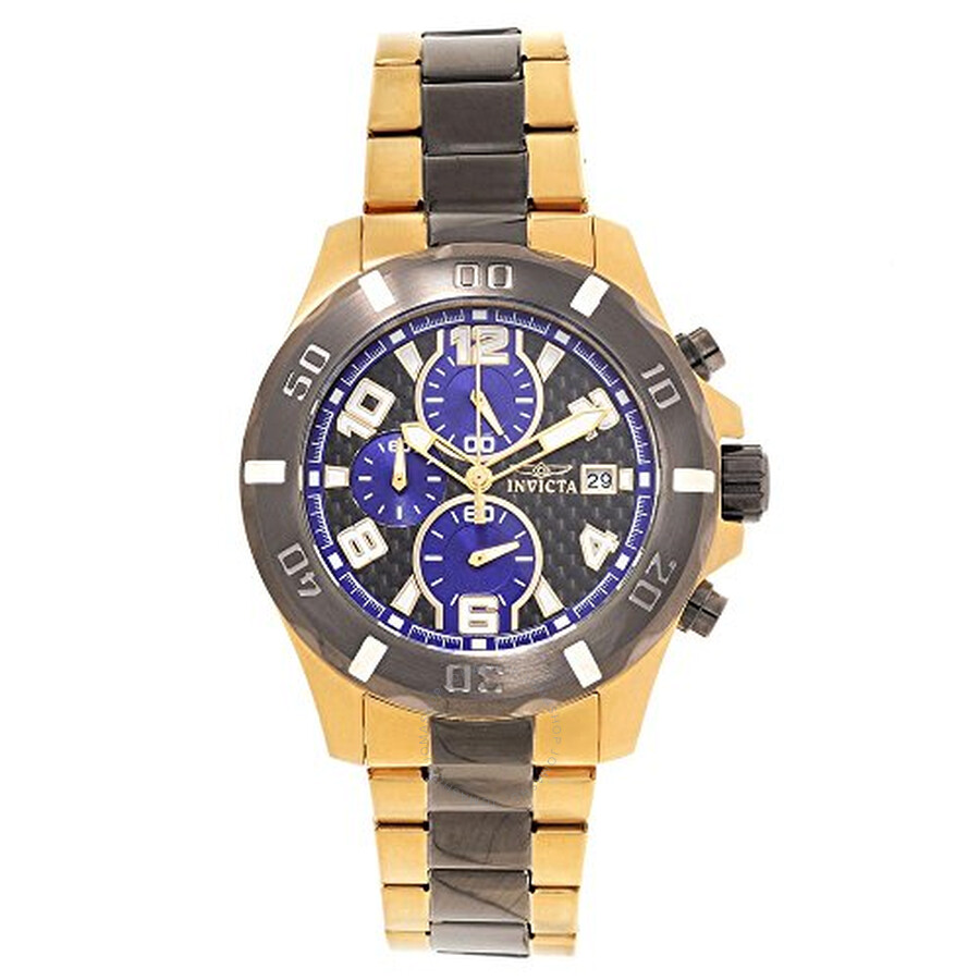 Specialty Dyno Chronograph Black and Blue Carbon Fiber Dial Two-tone Men's Watch